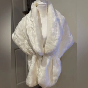 Faux Fur Shawl Wrap Stole Shrug Winter Bridal Wedding shawl cape Ivory Cover Up